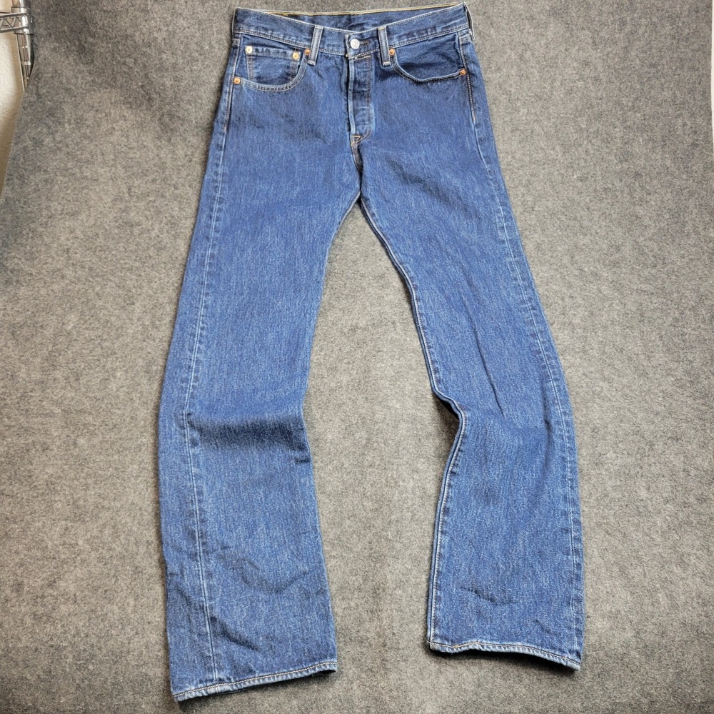 Levis 501 Jeans Mens 31x34 Blue Denim Red Tab Americana Straight Leg Button Fly - Picture 2 of 14